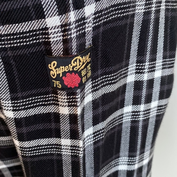 SuperDry Maya Supersize Shirt Black White Check - Picture 6 of 10